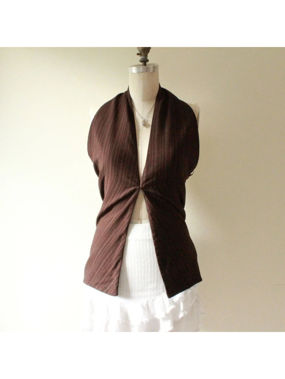Zara Brown Pinstripe Chic Open Back Halter Top